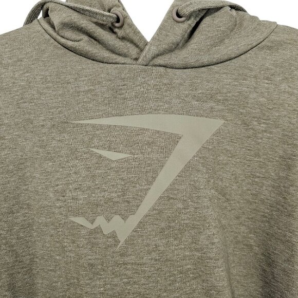 Gymshark Cross Back Marl Khaki Pull Over Hoodie Active Cropped Sweatshirt - Picture 6 of 10